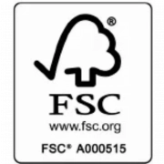 FSC Logo schwarz FSC Logo in Schwarz mit Zertifizierungsnummer A000515 für nachhaltige Forstwirtschaft.